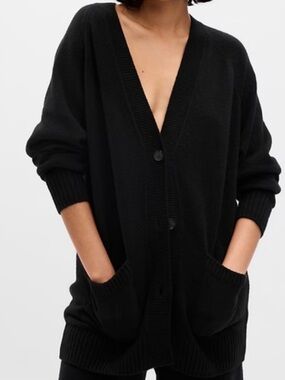 GAP CashSoft Oversized Boyfriend Cardigan Black XS